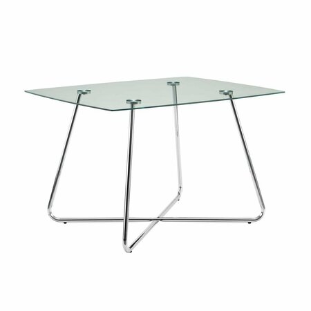 HOMEROOTS 31 in. Metal & Clear Tempered Glass Dining Table Chrome 332597
